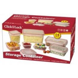 6 Wholesale 14 Piece Plastic Container With Click And Lock Lids Assorted Sizes