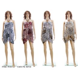 144 Wholesale Ladies Printed Short Dress