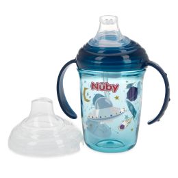 24 Bulk Nuby 8oz 2 Handle 360 Spout Print, Glitter, Weighted Straw