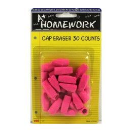 48 Wholesale EraserS- CaP-- Pink Color - 30 Pack