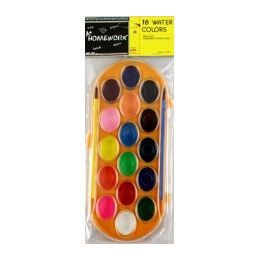 48 Wholesale Water Color Paint SeT- 16 Colors+2 Brushes