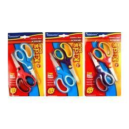 48 of School Scissors 2 Pack - 5" Soft Grip Blunt+pointed