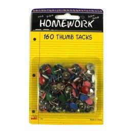 48 Pieces Thumb Tacks - 160 Pk - Asst. Colors - Carded - Push Pins and Tacks