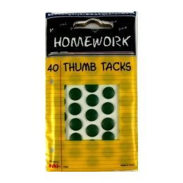 48 Pieces Thumb Tacks - 40 Ct. - Green - Carded - Push Pins and Tacks
