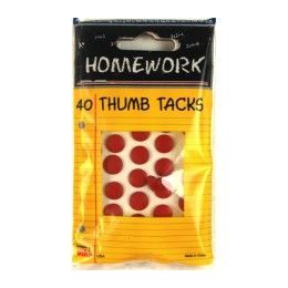 48 Units of Thumb Tacks - 40 Ct. - Red - Carded - Push Pins and Tacks