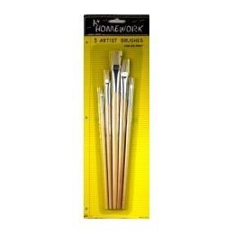 48 Pieces Paint Brushes - 5 Ct. - Artist Grade - Carded - Paint, Brushes & Finger Paint