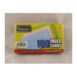 48 Wholesale Index Cards -Colors - Ruled - 3"x5" - 100 Ct - Poly Wrapped