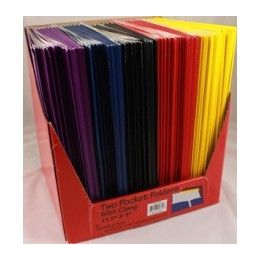 100 Wholesale Two Pocket Folders With 3 Fasteners - Coated High Gloss Assorted Colors - 8.5" X 11"