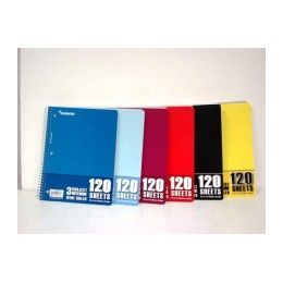 24 Wholesale Wire Notebook - 120 Sh - 10.5" X 8" - Wr - 3 Subject