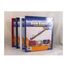 48 Wholesale Binder - Clear View Pocket - 1" - 3 Rings - Assorted Colors