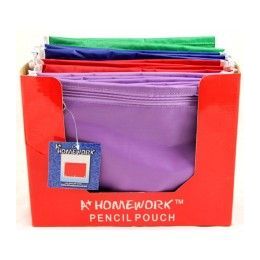 48 Pieces Pencil Zipper Pouch - Nylon - Assorted Colors - 10.25" X 7.75" - Storage Holders and Organizers