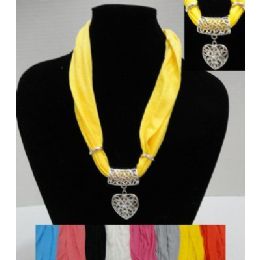 72 Units of 30" Scarf Necklace With Heart - Womens Fashion Scarves