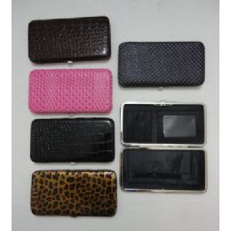 48 Pieces Ladies Flat Wallet With Push Button Clasp [assorted] - Leather Wallets