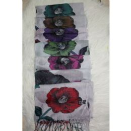 72 Units of Flower Print Winter Scarf - Winter Scarves