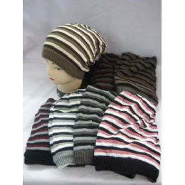 72 Wholesale Striped Long Winter Hats