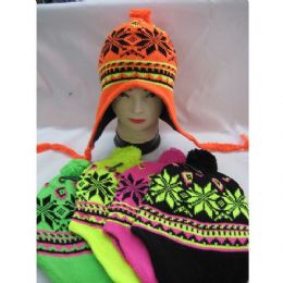 120 Pieces Neon Helmet Hat With Snow Flake Design - Winter Helmet Hats