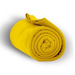 24 Bulk Fleece Blankets In Yellow