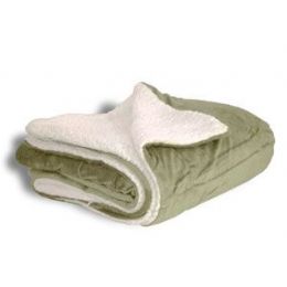 10 Pieces Micro Mink Sherpa Blankets In Sage Green - Fleece & Sherpa Blankets