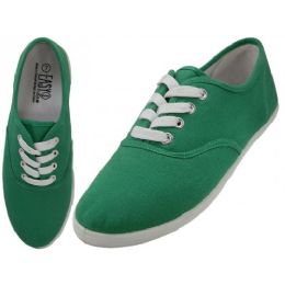 24 Wholesale Women's Casual Canvas Lace Up Shoes Holly Green 6-11