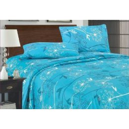 12 Wholesale Printed Microfiber Sheet Set Twin Size In Blue