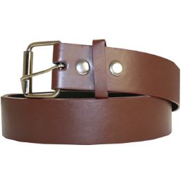 48 Pieces Unisex Adult Brown Plain Belt Genuine Leather - Womens Belts