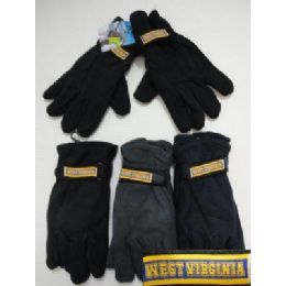 72 Wholesale Men's Fleece GloveS-Thermal Insulate *west Virginia*