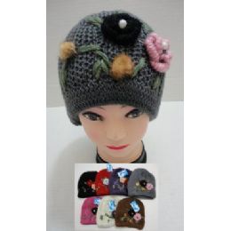 24 Pieces Hand Knitted Fashion CaP--2 Flowers - Fashion Winter Hats