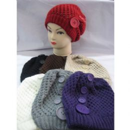 60 Wholesale Ladies Hat With Large Buttons