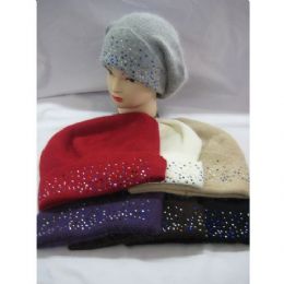 60 Wholesale Ladies Angora Hat With Sparkles