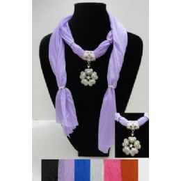 36 Units of 70" Scarf NecklacE--Flower/heart Charm - Womens Fashion Scarves