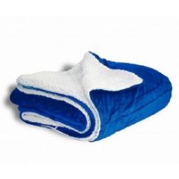 10 Wholesale Micro Mink Sherpa Blankets - Royal Blue