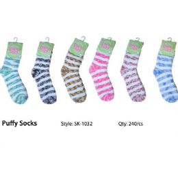 240 Wholesale Marble Stripe Fuzzy Sock