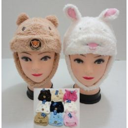 144 Wholesale Kids Plush HaT--Bear And Rabbit