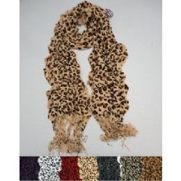 72 Units of Ruffle Scarf With FringE--Leopard Prints - Winter Scarves