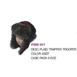 72 Pieces Plaid Aviator Winter Hat With Faux Fur - Trapper Hats