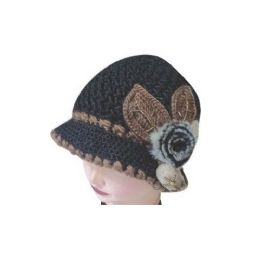 60 Wholesale Heany Knit Winter Floral Hat