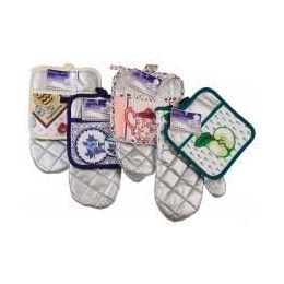 216 Pieces Silver Colored Oven Mitt & Pot Holder Set (assorted Prints) - Oven Mits & Pot Holders