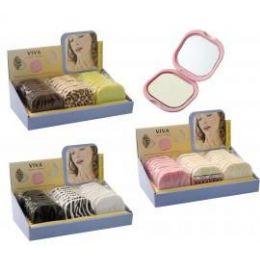 144 Wholesale Viva Compact Magnifying Mirror In Display Box (assorted Styles - 6 Displays)