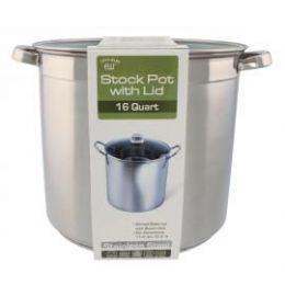 2 Pieces 16 Quart Heavy Duty Stainless Steel Stock Pot With Glass Lid - Pots & Pans