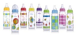 72 pieces Nuby Printed Bottle, 8 oz - Baby Bottles