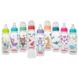 72 pieces Nuby Printed NoN-Drip Bottle, 8 oz - Baby Bottles