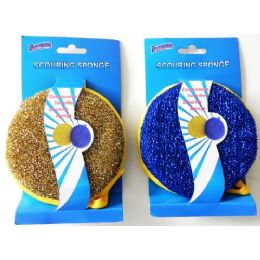 48 Wholesale Terry/net TwO-Sided Round Sparkling Sponge