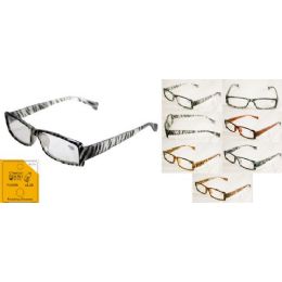 24 Pieces Translucent Plastic Reader With Striped Or Spotted Animal Print - Reading Glasses