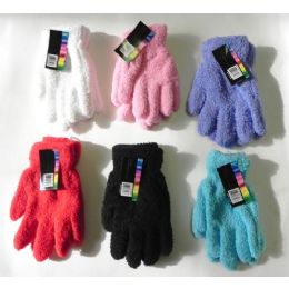 144 Units of Ladies Stretch Solid Fuzzy Gloves - Fuzzy Gloves