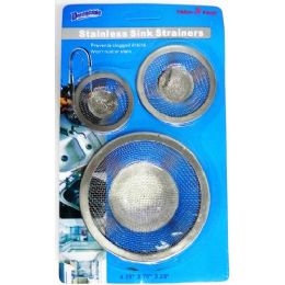 48 Wholesale 3 Pack Stainless Steel Sink Strainers