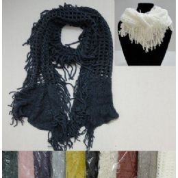 72 Units of Fashion Scarf Or Neck WraP--Loose Knit With Fringe On Sides - Winter Scarves