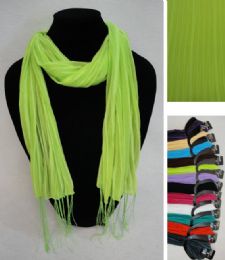 144 Pieces Winter Fashion Scarf With Fringes - Winter Scarves