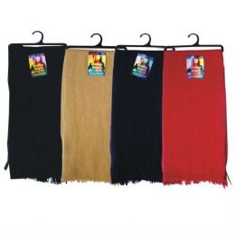 144 Wholesale Solid Color Flece Scarf On A Hanger Black Only