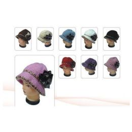 36 Pieces Floral Knit Winter Hat - Fashion Winter Hats