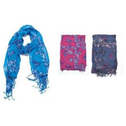 60 Pieces Butterfly W/ Vine Print Ladies Scarf - Womens Fashion Scarves
